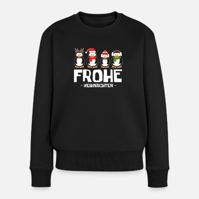 Frohe Weihnachten Pinguine 2020 T-Shirt - Frauen Premium Bio Pullover - Schwarz