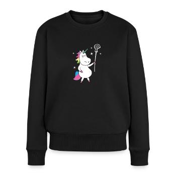 Lacrosse Player Girls Unicorn Gift For Mom And - Women's Premium Organic Jumper - black - Front - Julia (174cm)