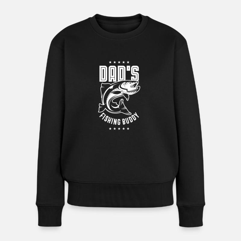 Dad Fishing Buddy - Frauen Premium Bio Pullover - Schwarz