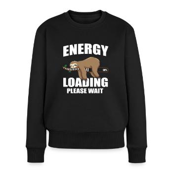 Energie lädt Faultier Sloth Chiller Geschenk - Frauen Premium Bio Pullover - Schwarz - Vorne - Julia (174cm)