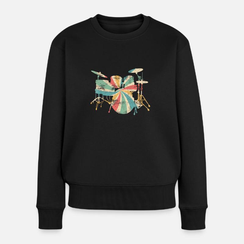 Batteur batterie batteur baguettes musique - Pull Premium bio Femme - noir