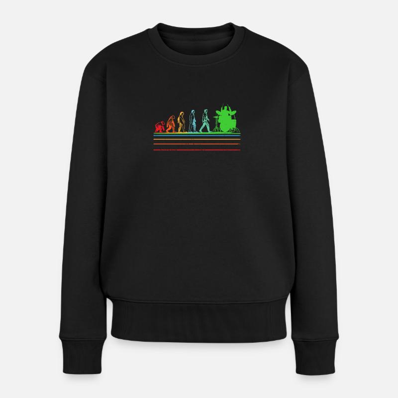 Drummer Evolution... Drummer - Frauen Premium Bio Pullover - Schwarz