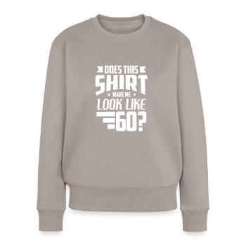 60e anniversaire - Pull Premium bio Femme - taupe - Devant - Julia (174cm)