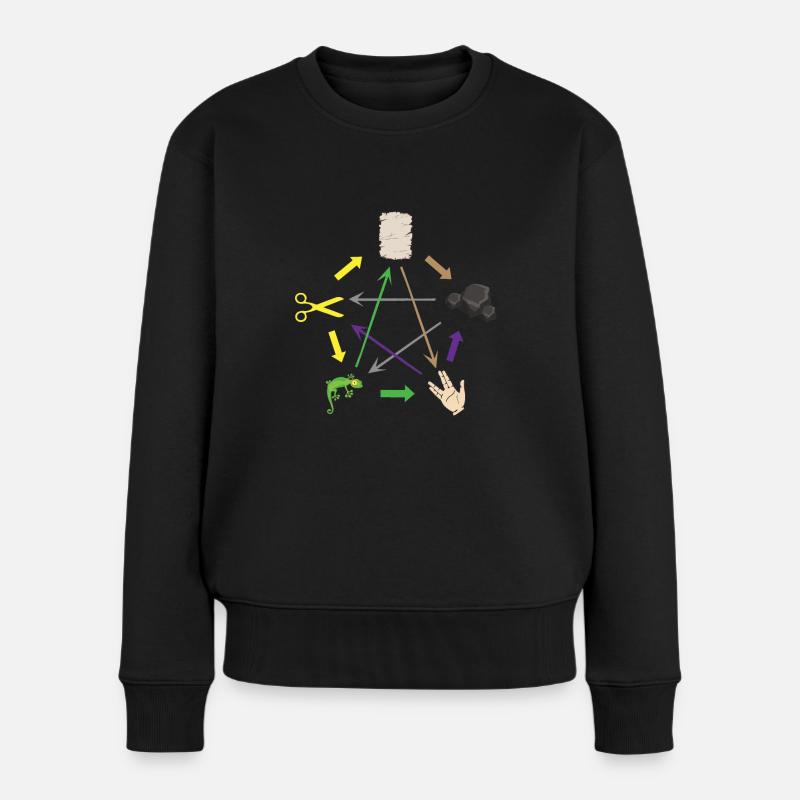 Schere Stein Papier Echse... Nerd & Geek - Frauen Premium Bio Pullover - Schwarz