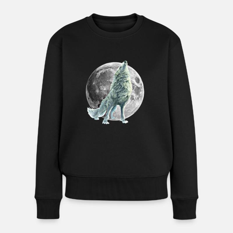 wolf - Women's Premium Organic Jumper - black
