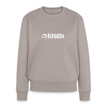 Christian Design - Chosen - Eroded Font - Women's Premium Organic Jumper - taupe - Front - Julia (174cm)