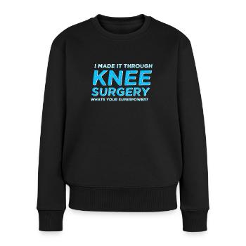 Neues Knie Knieoperation - Frauen Premium Bio Pullover - Schwarz - Vorne - Julia (174cm)