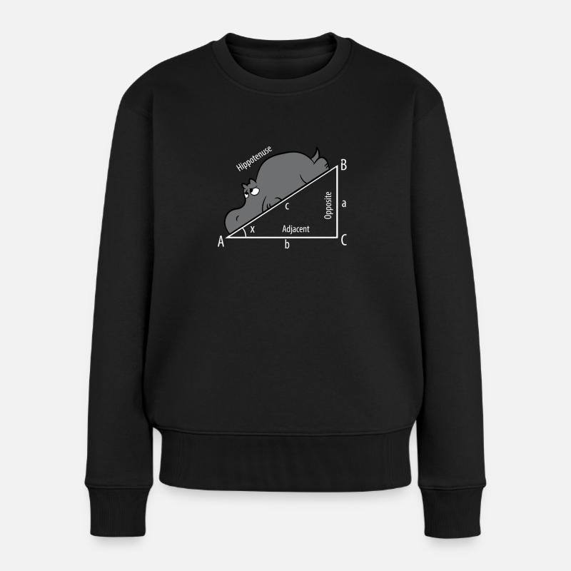 Mathe Pythagoras Hypothenuse Nilpferd Hippo - Frauen Premium Bio Pullover - Schwarz