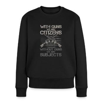 Ohne Waffen - Frauen Premium Bio Pullover - Schwarz - Vorne - Julia (174cm)