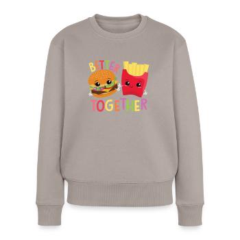 Burger mit Pommes - Frauen Premium Bio Pullover - Taupe - Vorne - Julia (174cm)