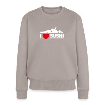 Ich liebe Sushi Sexy Versaut - Frauen Premium Bio Pullover - Taupe - Vorne - Julia (174cm)