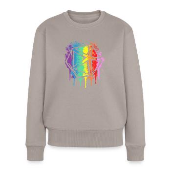 RPG Dice Tabletop Rollenspieler 20 Sided Die Rainbow - Frauen Premium Bio Pullover - Taupe - Vorne - Julia (174cm)