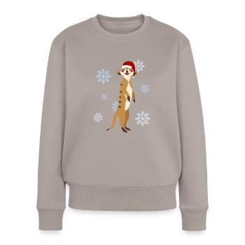 Bonnet de Noel de Noël suricate - Pull Premium bio Femme - taupe - Devant - Julia (174cm)