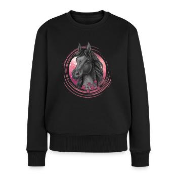 Pferd Sterne funkeln - Frauen Premium Bio Pullover - Schwarz - Vorne - Julia (174cm)