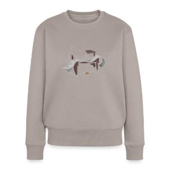 Klavier Musik Katze - Frauen Premium Bio Pullover - Taupe - Vorne - Julia (174cm)