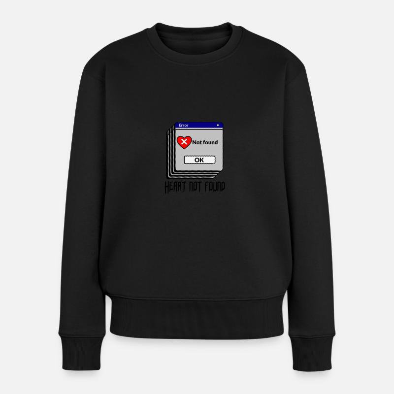 Fehlermeldung - Heart not Found - Frauen Premium Bio Pullover - Schwarz