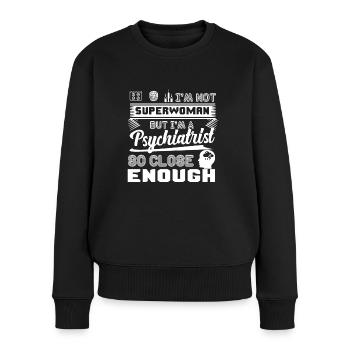 Psychiatre Drôle Psychiatre - Pull Premium bio Femme - noir - Devant - Julia (174cm)