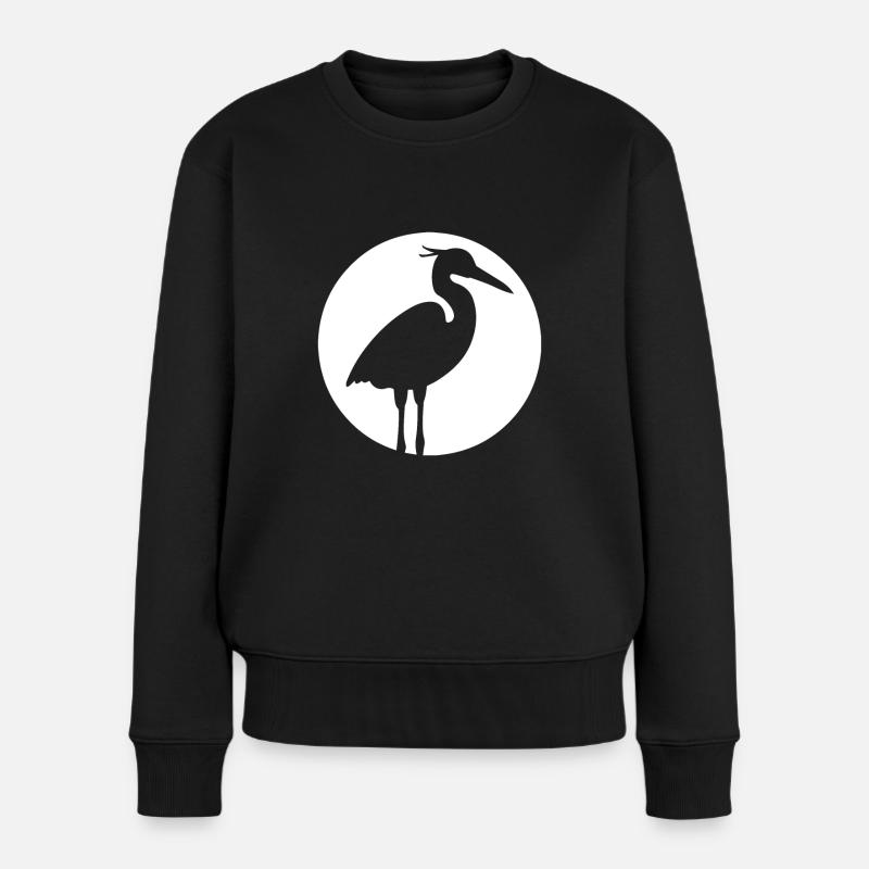 Japan Kranich Symbol Reiher Silberreiher - Frauen Premium Bio Pullover - Schwarz
