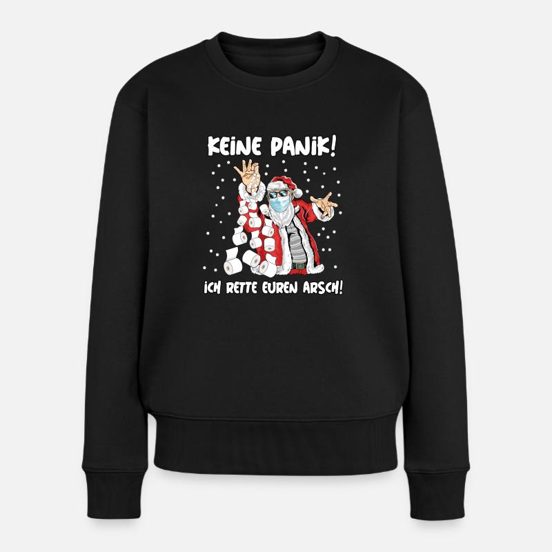 WEIHNACHTSMANN CORONA Klopapier / Keine Panik / - Frauen Premium Bio Pullover - Schwarz