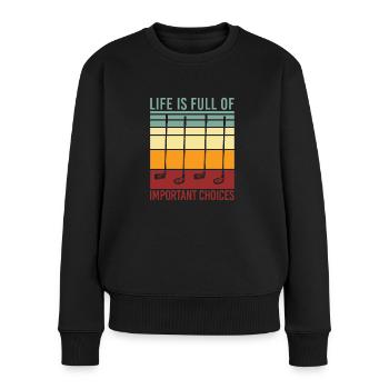 Life Is Full Of Important Choices Funny Golf Gift - Frauen Premium Bio Pullover - Schwarz - Vorne - Julia (174cm)