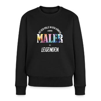 Maler - Frauen Premium Bio Pullover - Schwarz - Vorne - Julia (174cm)