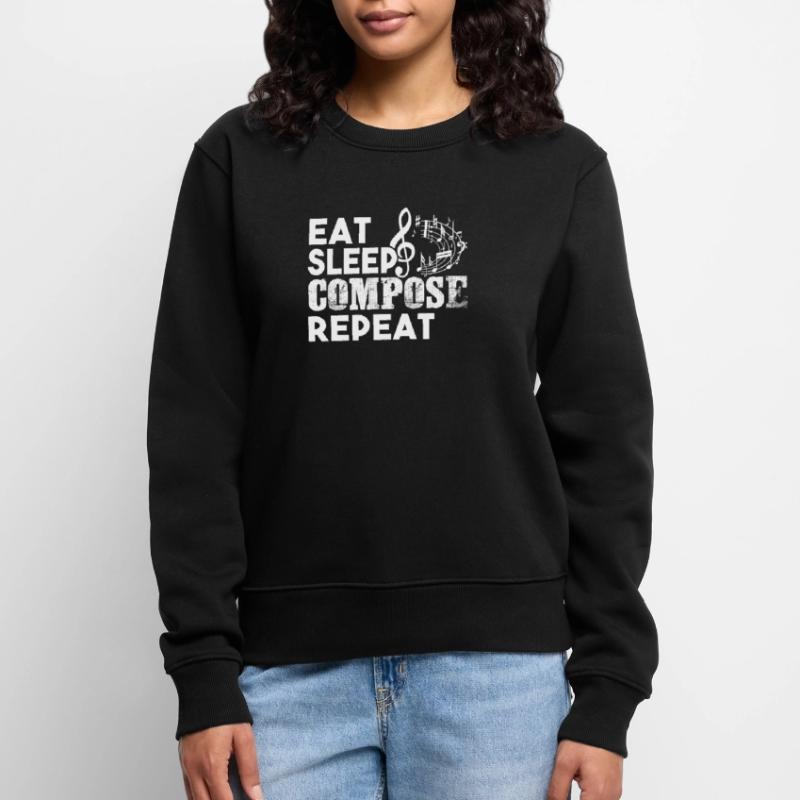 Composer Composer Eat Sleep Compose Répéter Pull Premium bio Femme