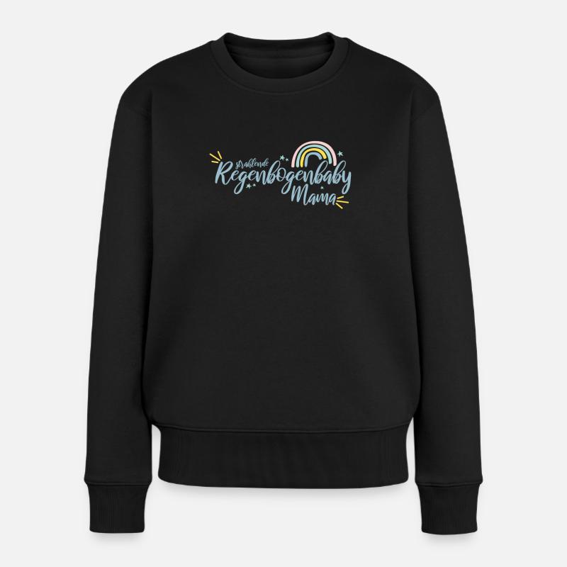 Regenbogen Kind Mama Geschenkidee Mutter Geschenk - Frauen Premium Bio Pullover - Schwarz