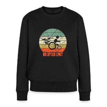 Lustiger Rollstuhl Spruch - Frauen Premium Bio Pullover - Schwarz - Vorne - Julia (174cm)