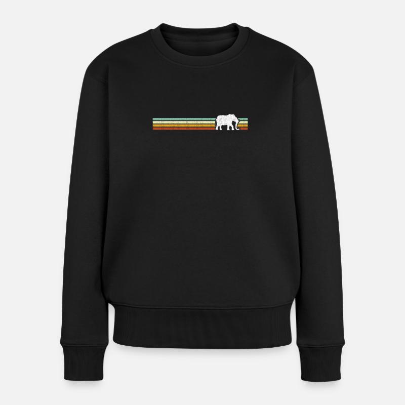 Vintage Elefant Afrika Zoo Elefanten Retro - Frauen Premium Bio Pullover - Schwarz