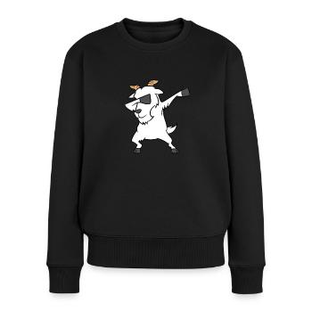 Dabbing Chèvre Drôle De bave - Pull Premium bio Femme - noir - Devant - Julia (174cm)