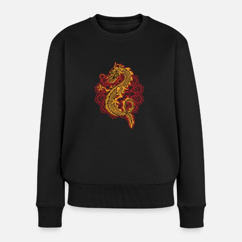 Chinesischer Drache - Frauen Premium Bio Pullover - Schwarz