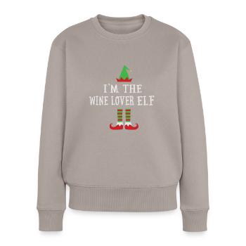 I'm the Wine Lover Elf Famiy Matching Xmas Pj - Frauen Premium Bio Pullover - Taupe - Vorne - Julia (174cm)