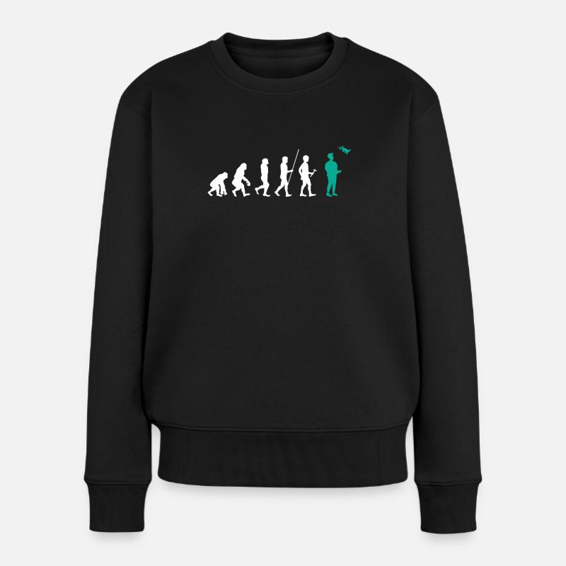 Lustige Evolution Drohne Pilot Drohnenpilot - Frauen Premium Bio Pullover - Schwarz