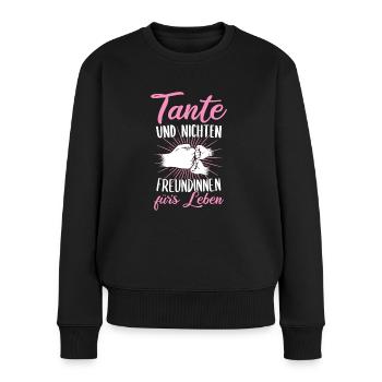 Tante & Nichte zweifache Tante Patentante Geschenk - Frauen Premium Bio Pullover - Schwarz - Vorne - Julia (174cm)