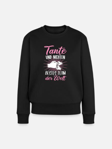 Tante & Nichte zweifache Tante Geschenk Patentante - Frauen Premium Bio Pullover - Schwarz