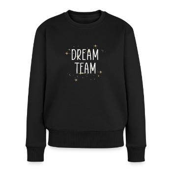 team dream team - Frauen Premium Bio Pullover - Schwarz - Vorne - Julia (174cm)