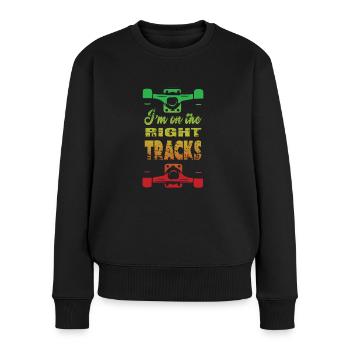 Skateboard Skaten Skateboarder Skater Skaten - Frauen Premium Bio Pullover - Schwarz - Vorne - Julia (174cm)