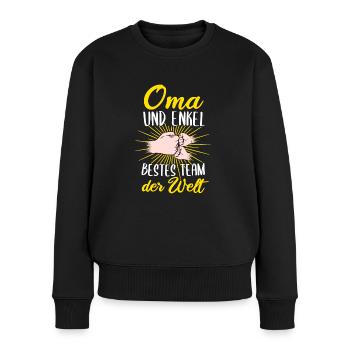 Oma und Enkel zweifache Oma Geschenk Geburt Enkel - Frauen Premium Bio Pullover - Schwarz - Vorne - Julia (174cm)