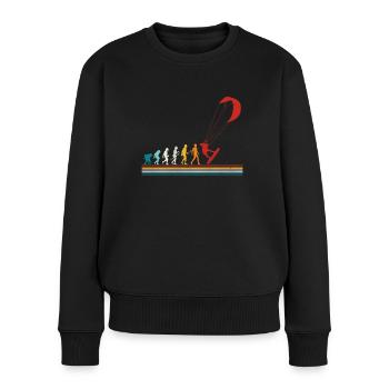 Retro Evolution Kite Surfing Funny Kite Boarding - Frauen Premium Bio Pullover - Schwarz - Vorne - Julia (174cm)
