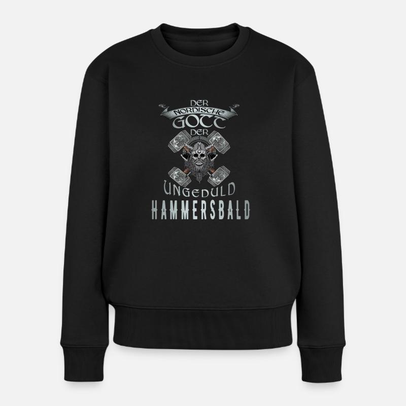 Wikinger Nordische Gott der Ungeduld Hammersbald - Frauen Premium Bio Pullover - Schwarz