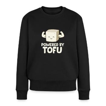 Vegan Vegetarian Love Tofu Powered By Tofu - Frauen Premium Bio Pullover - Schwarz - Vorne - Julia (174cm)
