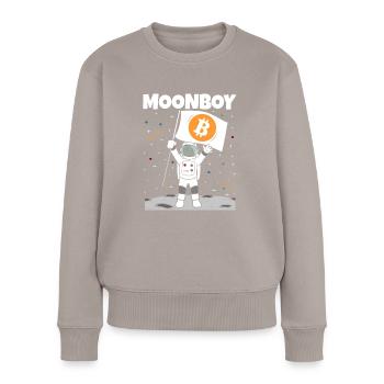 Moonboy BTC Moon Bitcoin Funny Crypto Moon - Women's Premium Organic Jumper - taupe - Front - Julia (174cm)