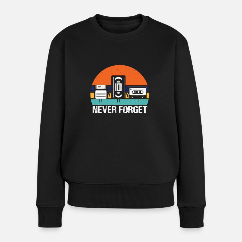 Disque et cassette VHS Never Forget - Retro Stuff - Pull Premium bio Femme - noir