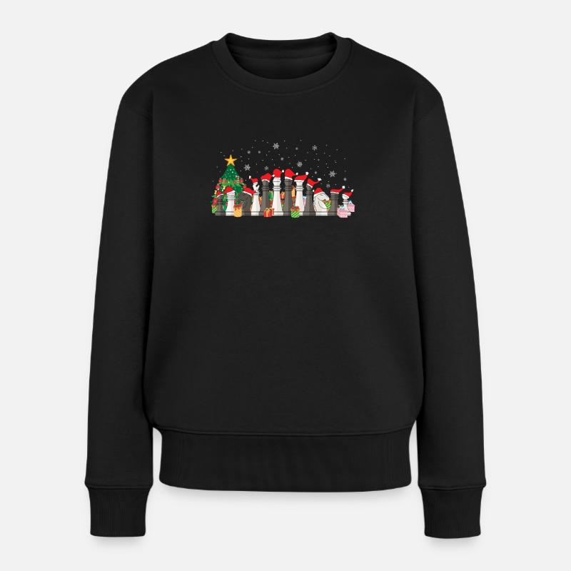 Schach Weihnachten Schachspieler Lustig Geschenk - Frauen Premium Bio Pullover - Schwarz