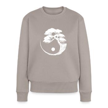 Bonsai Baum - Frauen Premium Bio Pullover - Taupe - Vorne - Julia (174cm)