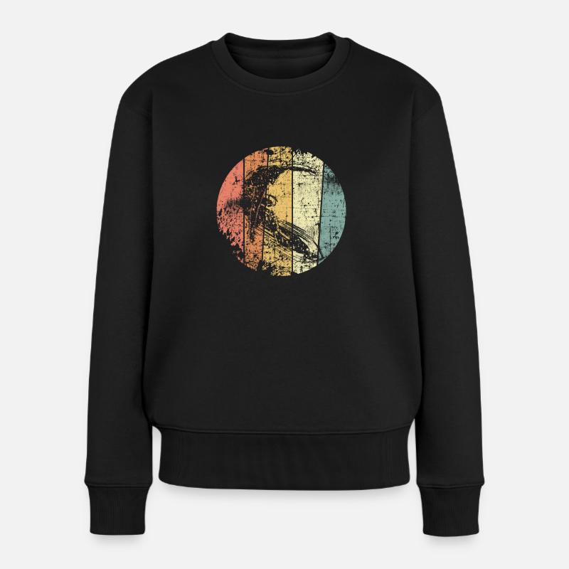 Surfer vintage Surfen - Frauen Premium Bio Pullover - Schwarz