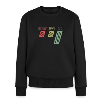 Kupplung Bremse Gas Fahrlehrer Fahrschule - Frauen Premium Bio Pullover - Schwarz - Vorne - Julia (174cm)