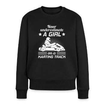 Kart Gokart Kartsport Kartfahrerin Damen Geschenk - Frauen Premium Bio Pullover - Schwarz - Vorne - Julia (174cm)