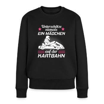 Kart Gokart Kartsport Kartfahrerin Damen Geschenk - Frauen Premium Bio Pullover - Schwarz - Vorne - Julia (174cm)
