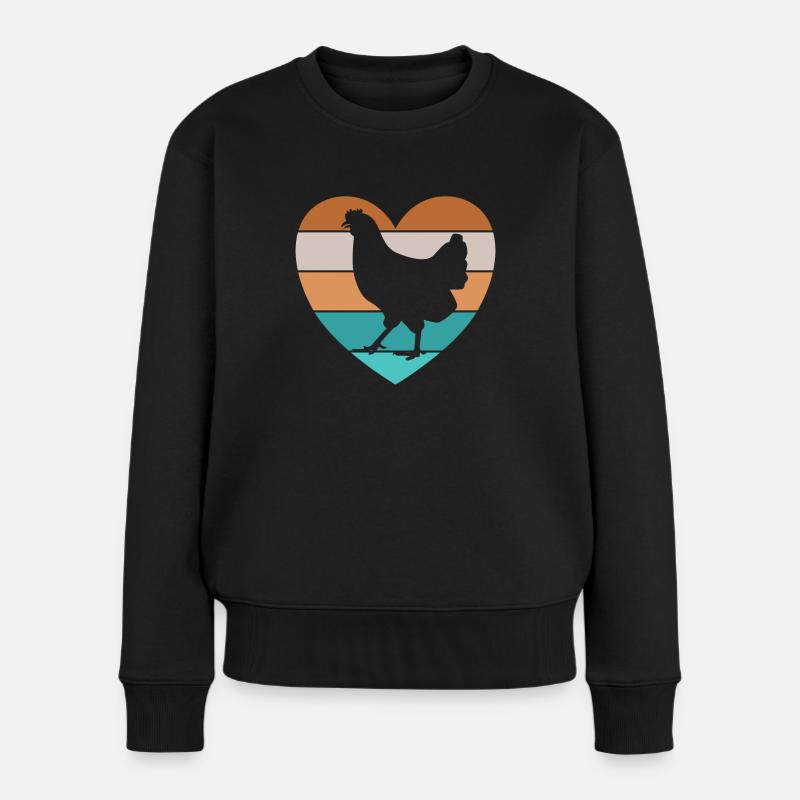 Huhn Hühner Hahn Hühnerstall Landwirtschaft Bauer - Frauen Premium Bio Pullover - Schwarz